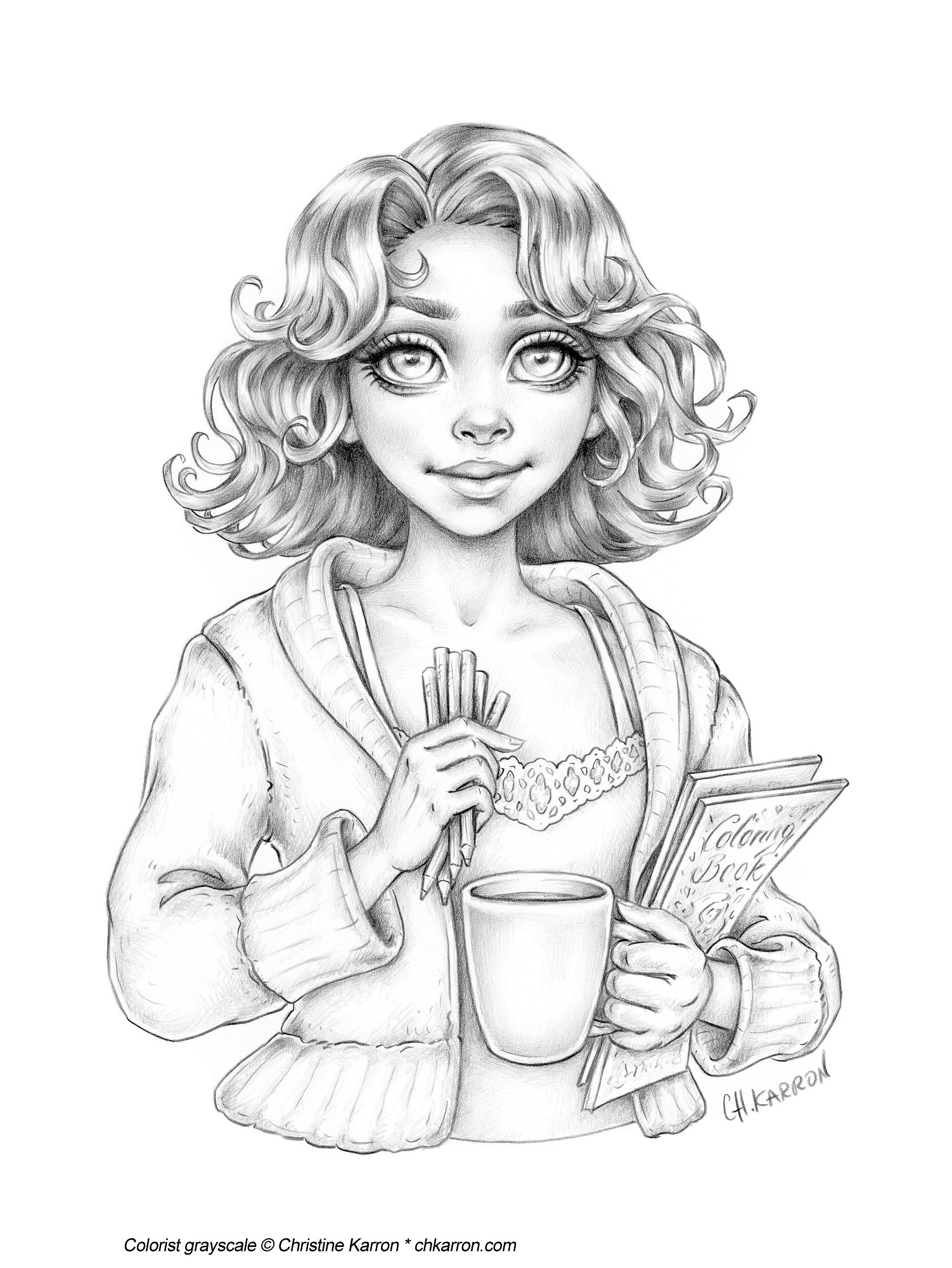 Colorist grayscale coloring page by Christine