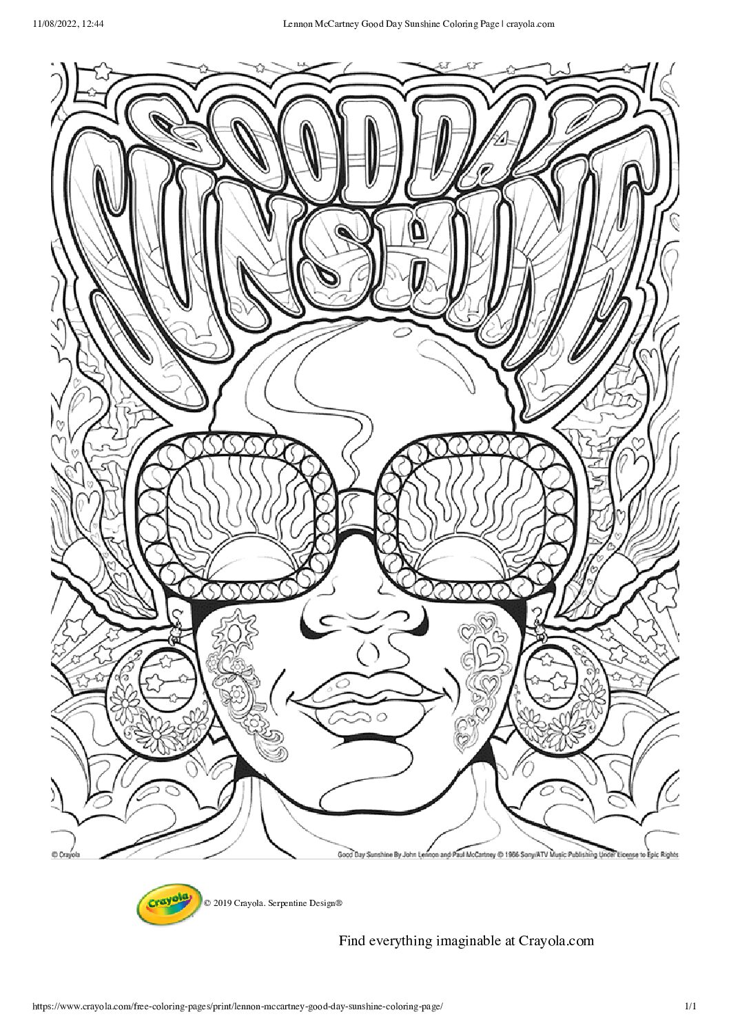 Lennon McCartney Good Day Sunshine Coloring Page _ crayola.com